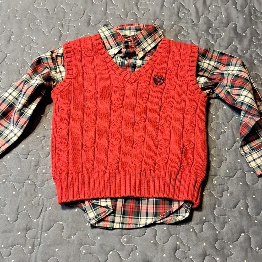 CHAPS sweater vest and button down long sleeve shirt size 18M